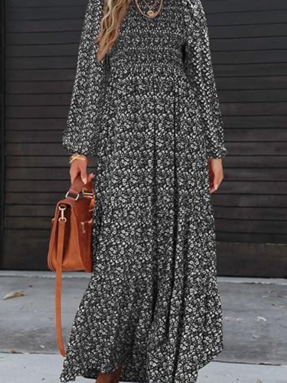 Long Sleeve Floral Maxi Fall Dresses for Women Trendy Outfits - Picture 3 of 4